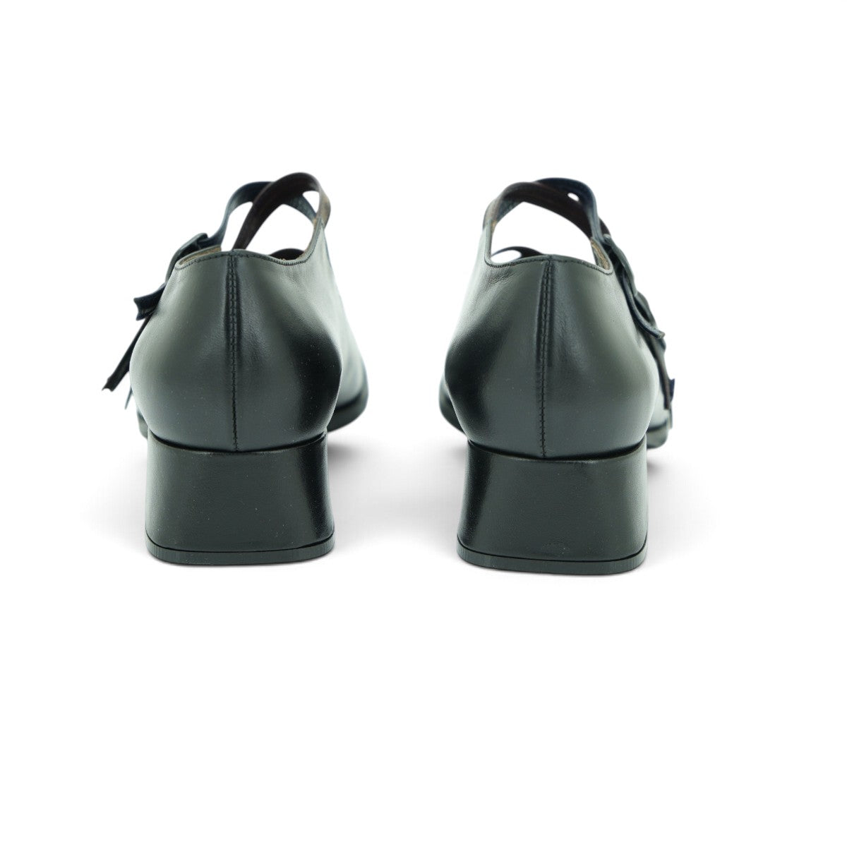 Vavoulas Black Leather Triple-Strap Square-Toe Block Heel Mary Jane | 2026VAV21