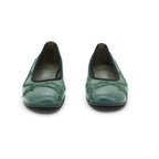Vavoulas Sage Green Leather Floral Embroidered Round-Toe Ballet Flat | 2026VAV23