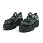 Vavoulas Black Leather & Fabric Mary Jane Loafer Platform Lug Sole | 2026VAV24
