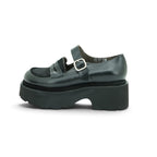 Vavoulas Black Leather & Fabric Mary Jane Loafer Platform Lug Sole | 2026VAV24