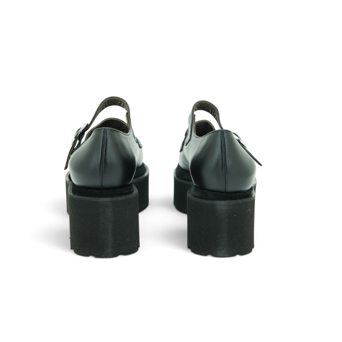 Vavoulas Black Leather & Fabric Mary Jane Loafer Platform Lug Sole | 2026VAV24