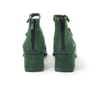 Vavoulas Black Leather & Forest Green Suede Triple-Strap Square-Toe Block Heel Ankle Bootie | 2026VAV25