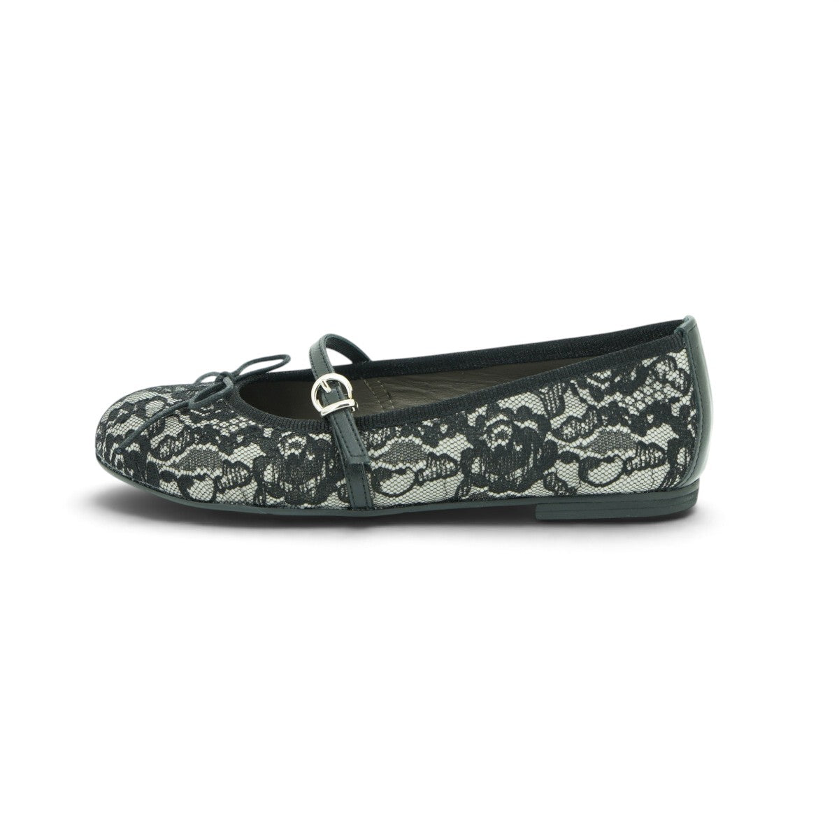 Vavoulas Black Floral Lace Bow Mary Jane Round-Toe Ballet Flat | 2026VAV29