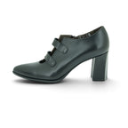 Vavoulas Black Leather Double-Strap Cut-Out Pointed-Toe Block Heel Ankle Bootie | 2026VAV30