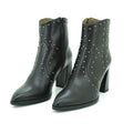 Wonders Studded Western Ankle Boot in Black Leather