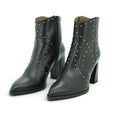 Wonders Studded Western Ankle Boot in Black Leather