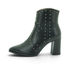 Wonders Studded Western Ankle Boot in Black Leather