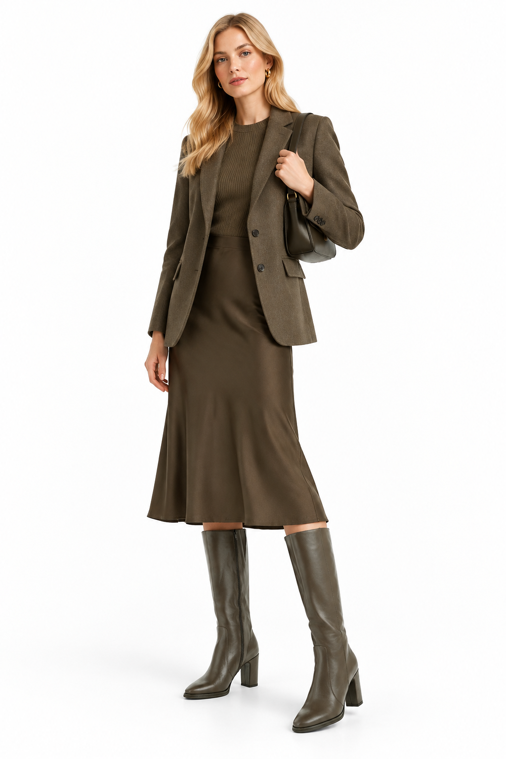 Wonders Knee-high Flat Boot in Dark Brown Leather