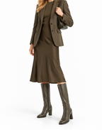 Wonders Knee-high Flat Boot in Dark Brown Leather