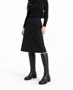 Wonders Knee-high Flat Boot in Black Leather