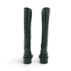 Wonders Knee-high Flat Boot in Black Leather