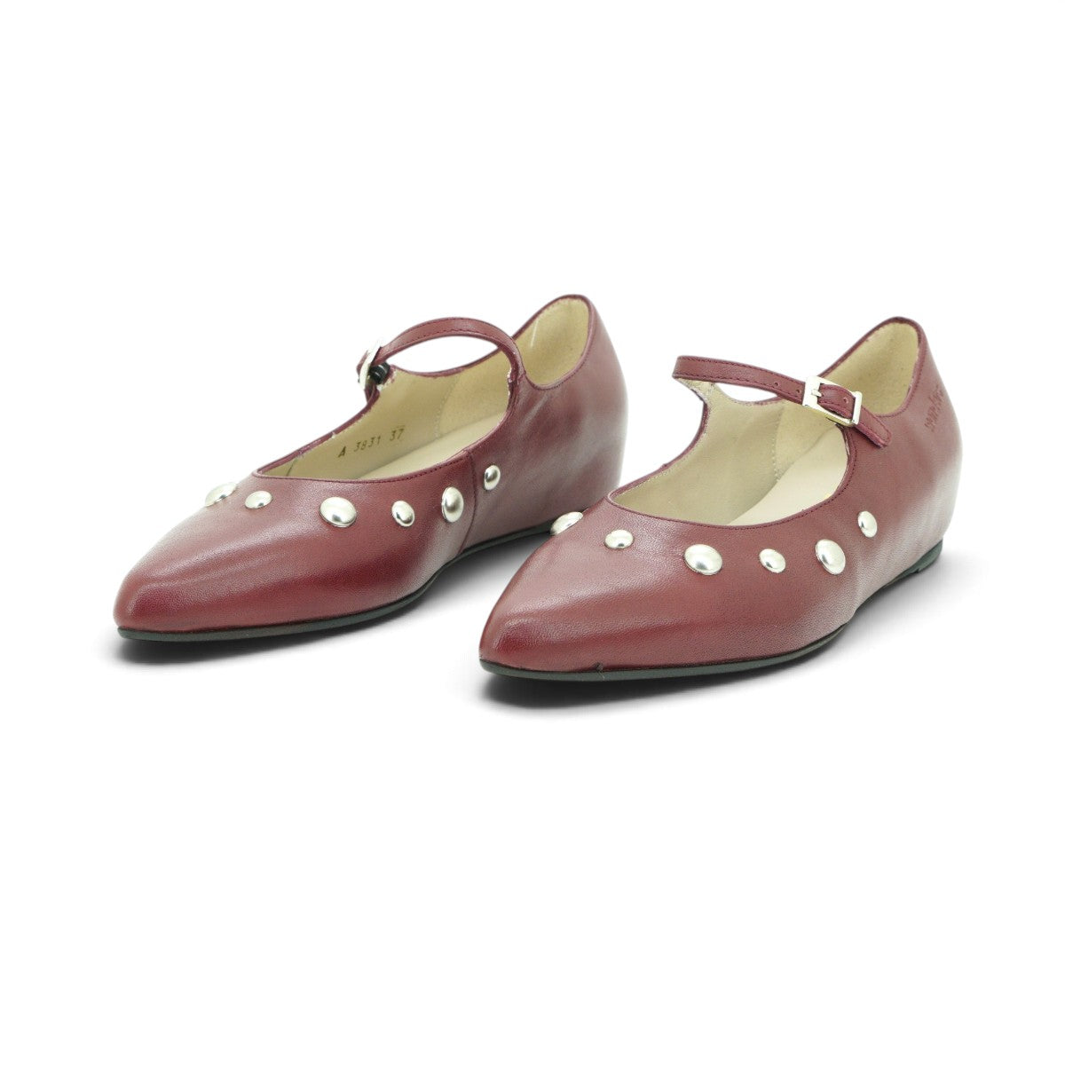 Wonders Studded Mary Jane in Deep Burgundy