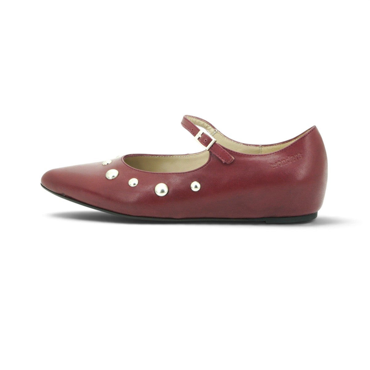 Wonders Studded Mary Jane in Deep Burgundy