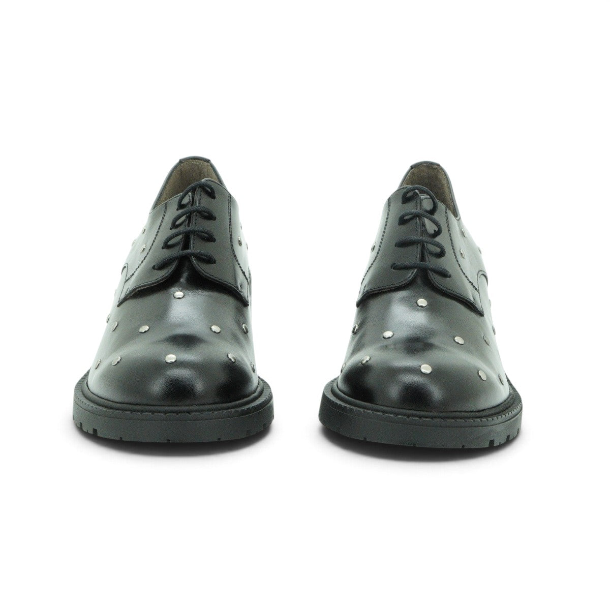 Wonders Studded Lace-up Derby in Black Leather