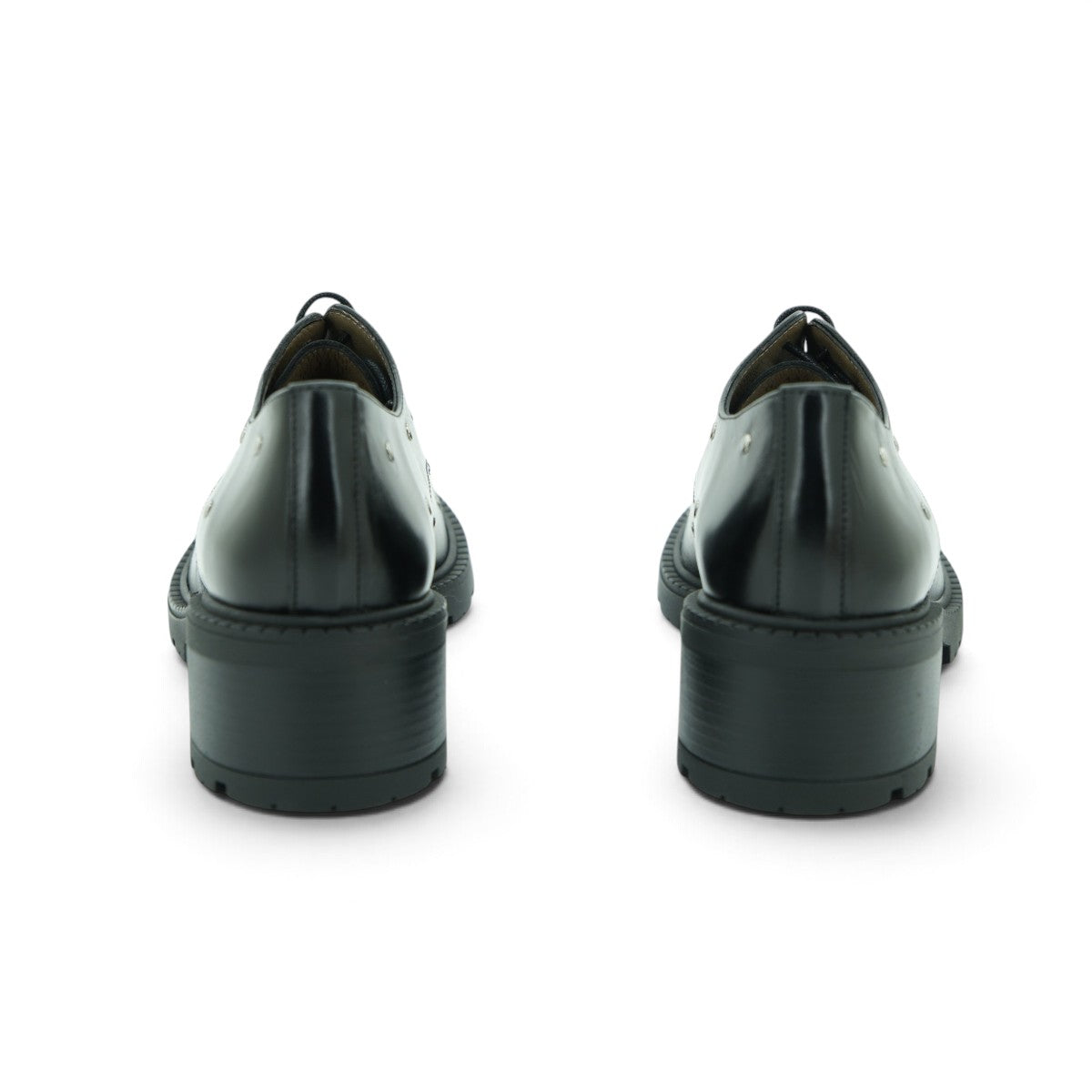 Wonders Studded Lace-up Derby in Black Leather
