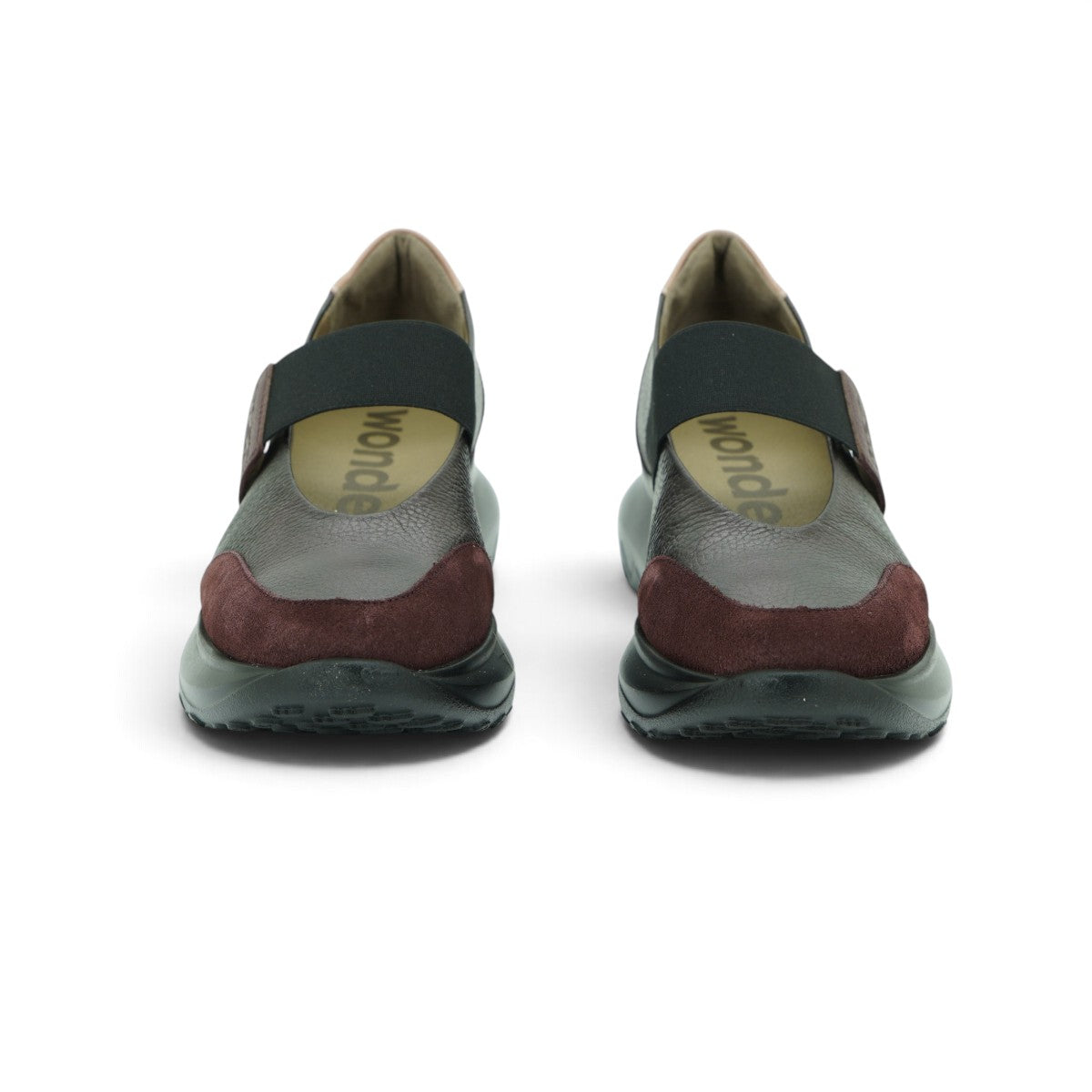 Wonders Elastic Strap Sneaker in Burgundy and Grey