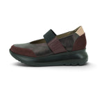 Wonders Elastic Strap Sneaker in Burgundy and Grey