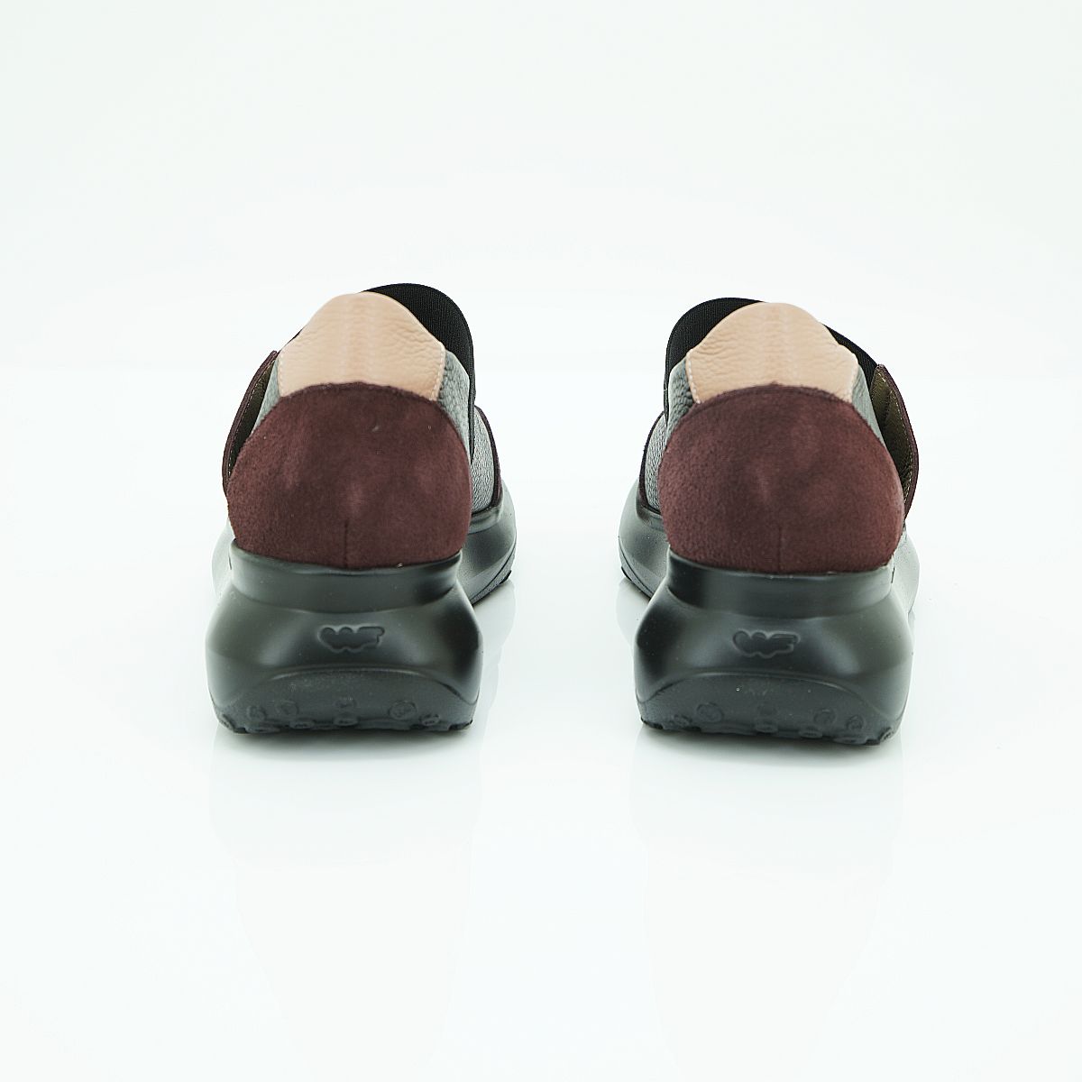 Wonders Elastic Strap Sneaker in Burgundy and Grey