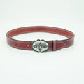 Red double stitch leather belt