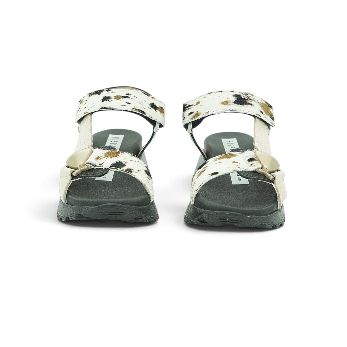 Hispanitas Cream & Black Haircalf Cow-Print Sport Sandal | CHV264807