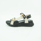 Hispanitas Cream & Black Haircalf Cow-Print Sport Sandal | CHV264807