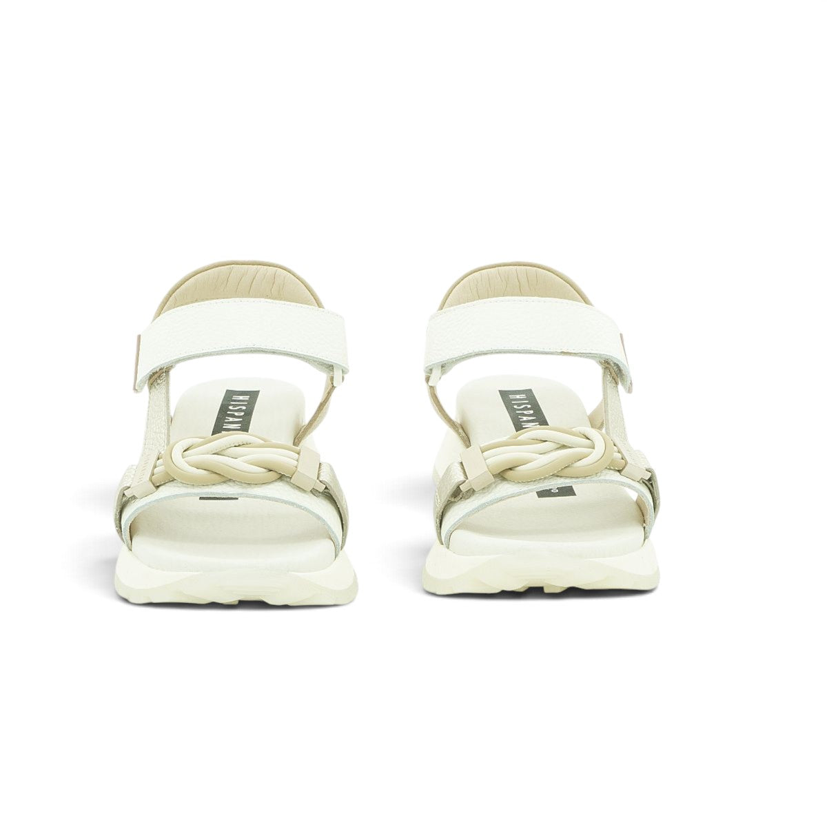 Hispanitas White & Champagne Leather Braided Knot Sport Sandal | CHV264679
