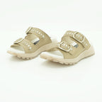 Hispanitas Sage Woven Leather Double-Strap Buckle Flat Slide | HV264783