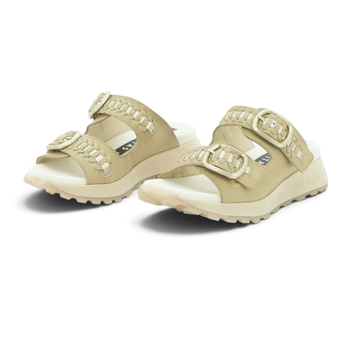 Hispanitas Sage Woven Leather Double-Strap Buckle Flat Slide | HV264783