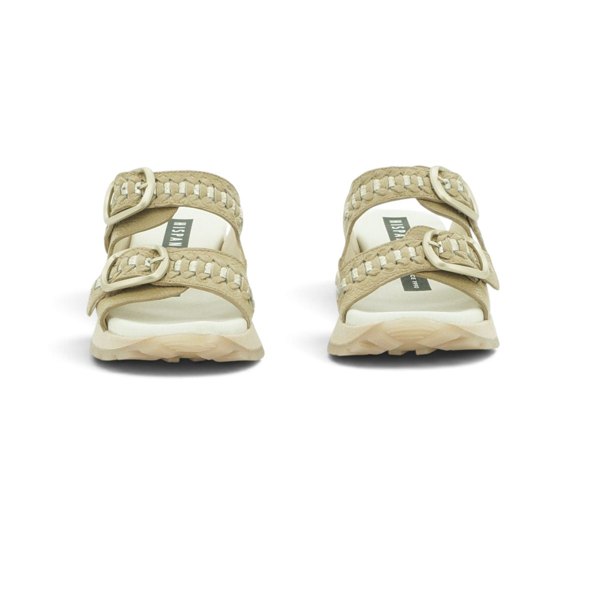 Hispanitas Sage Woven Leather Double-Strap Buckle Flat Slide | HV264783