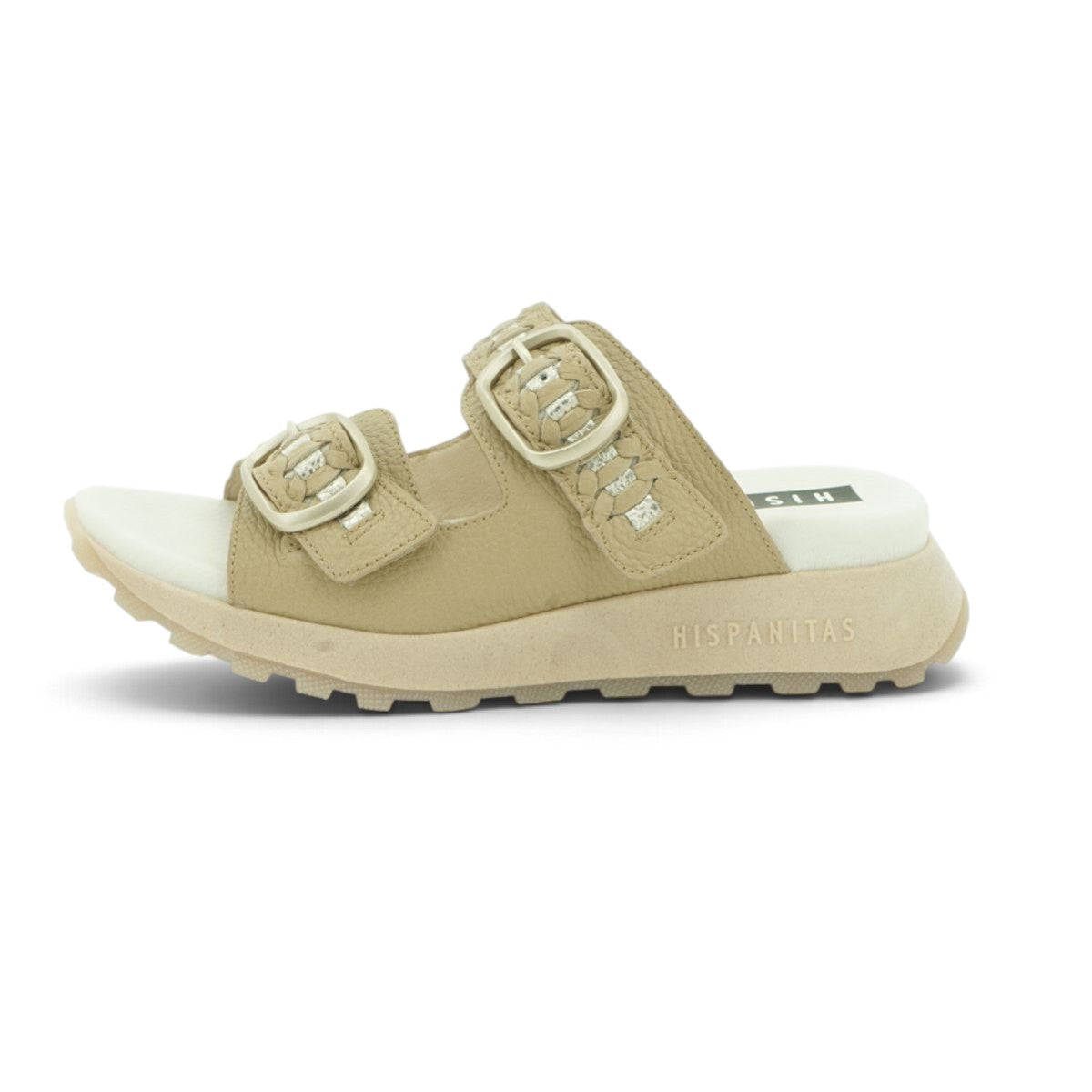 Hispanitas Sage Woven Leather Double-Strap Buckle Flat Slide | HV264783