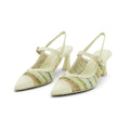 Hispanitas Cream & Multicolour Woven Raffia Slingback Block Heel | RHV264671