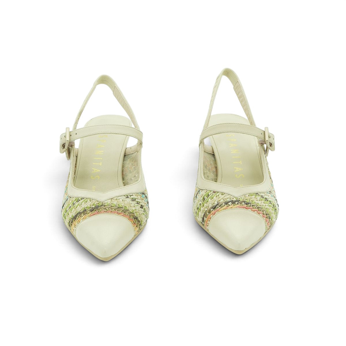Hispanitas Cream & Multicolour Woven Raffia Slingback Block Heel | RHV264671