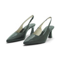 Hispanitas Black Leather Pointed-Toe Slingback Mid Heel | HV264877