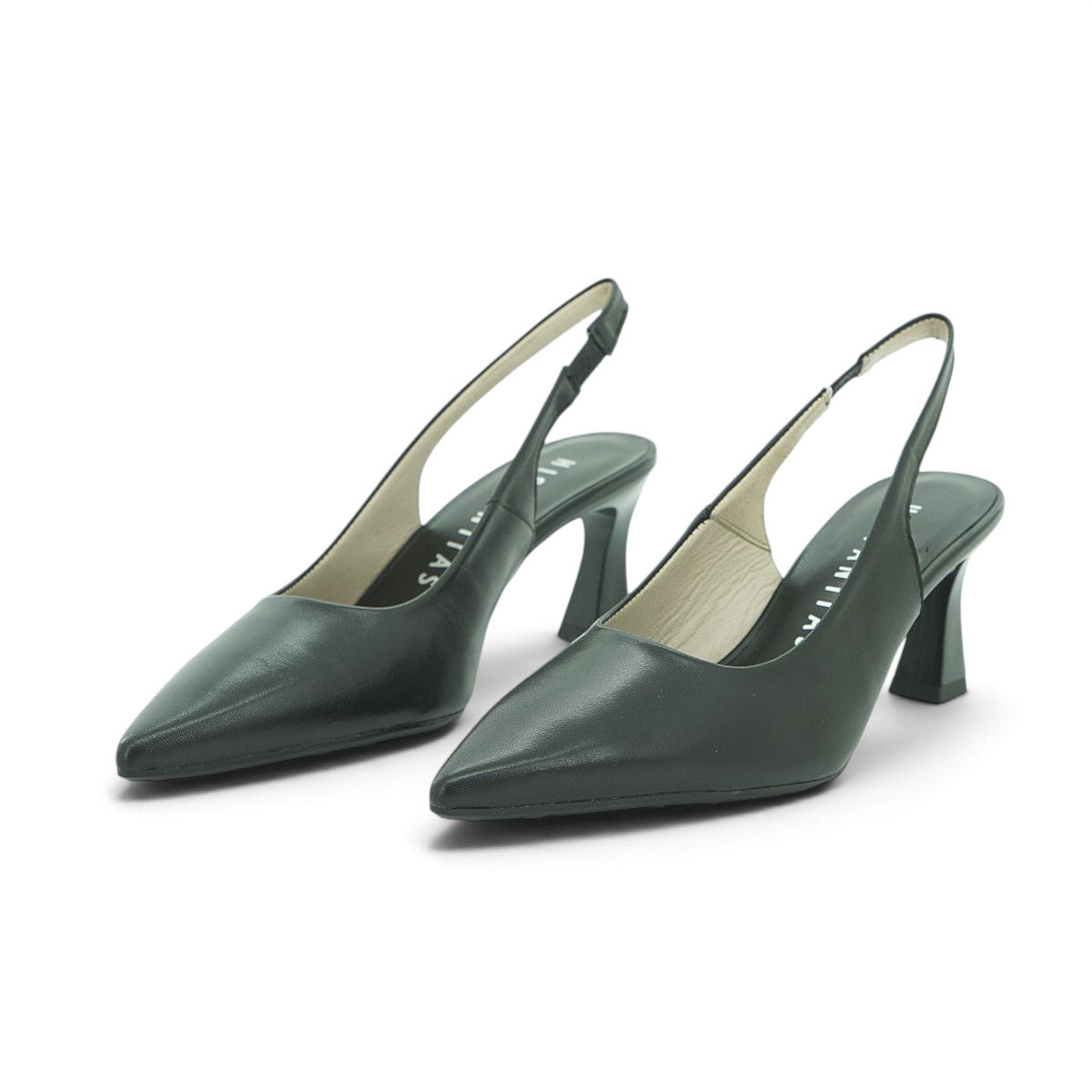 Hispanitas Black Leather Pointed-Toe Slingback Mid Heel | HV264877