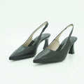 Hispanitas Black Leather Pointed-Toe Slingback Mid Heel | HV264877