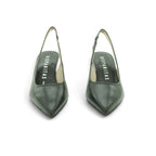 Hispanitas Black Leather Pointed-Toe Slingback Mid Heel | HV264877