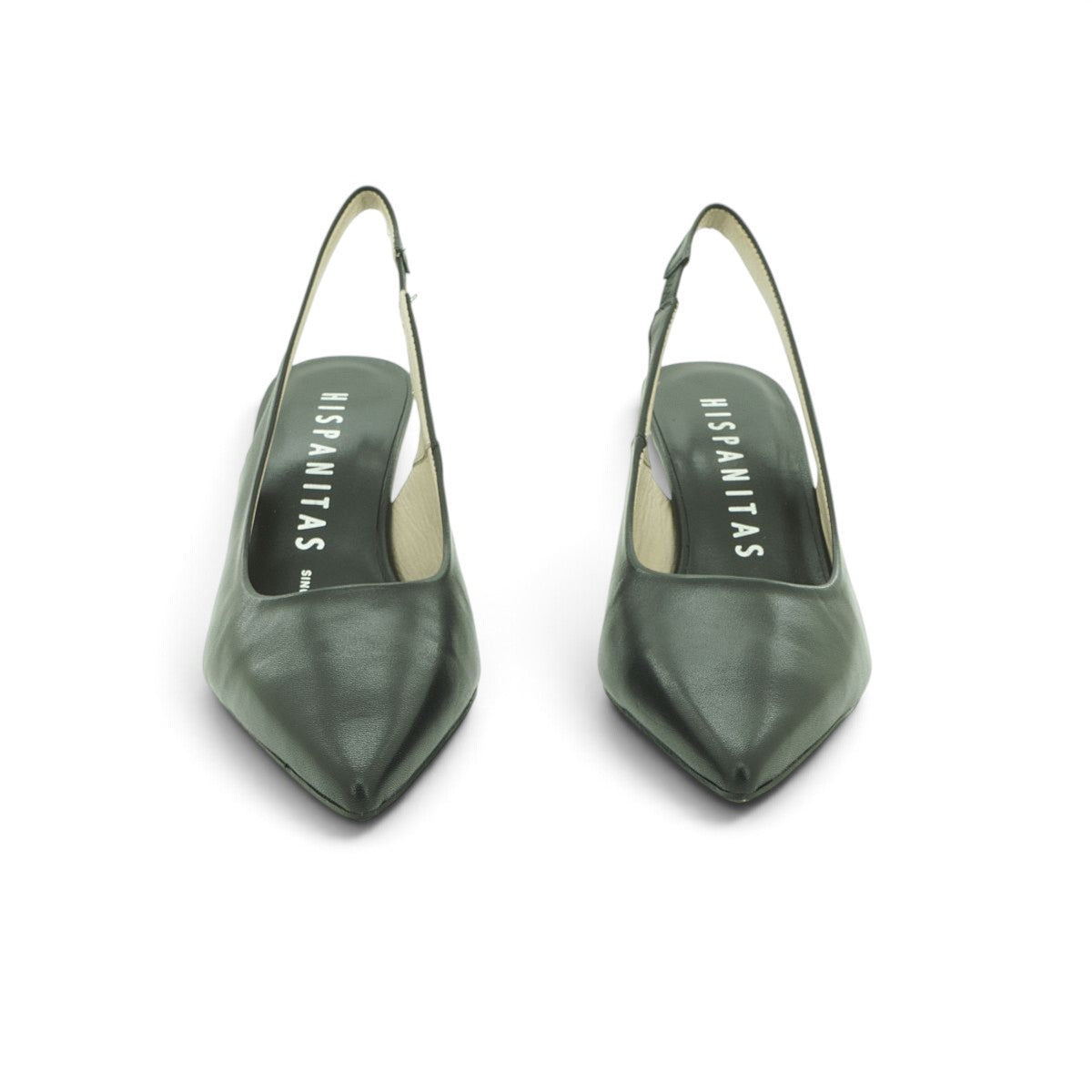 Hispanitas Black Leather Pointed-Toe Slingback Mid Heel | HV264877