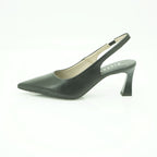 Hispanitas Black Leather Pointed-Toe Slingback Mid Heel | HV264877