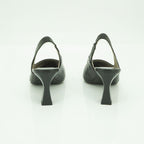 Hispanitas Black Leather Pointed-Toe Slingback Mid Heel | HV264877