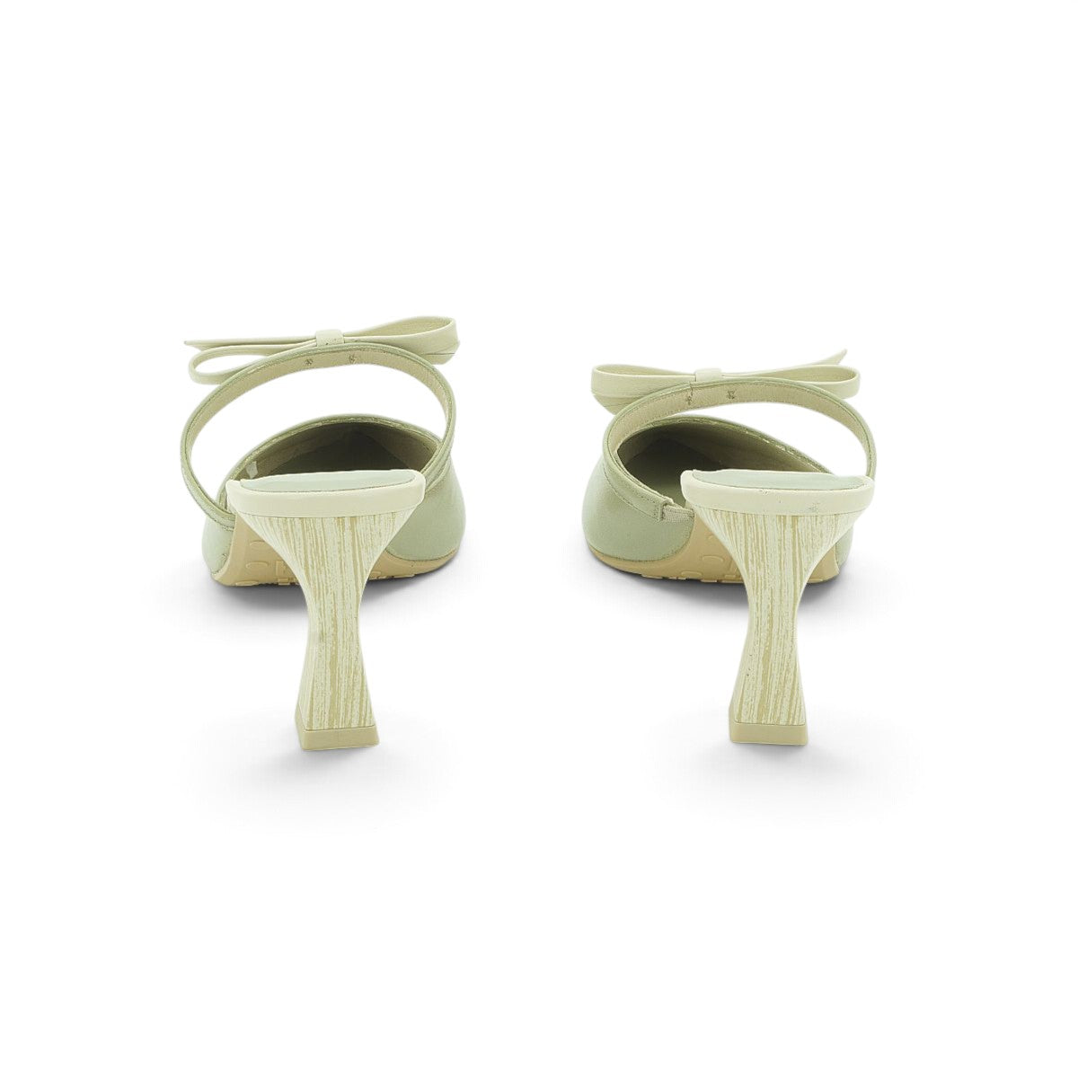 Hispanitas Sage Green Leather Cross-Strap Pointed-Toe Kitten Heel Mule | BHV264688