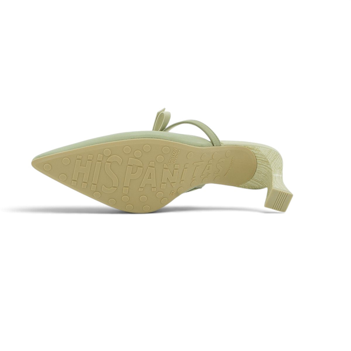 Hispanitas Sage Green Leather Cross-Strap Pointed-Toe Kitten Heel Mule | BHV264688