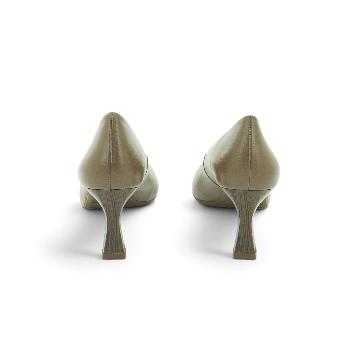Hispanitas Taupe Leather Pointed-Toe Court Pump Mid Heel | HV264677