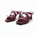 Hispanitas Berry Leather Mule with Pink Leather Bow Detail | BHV264701