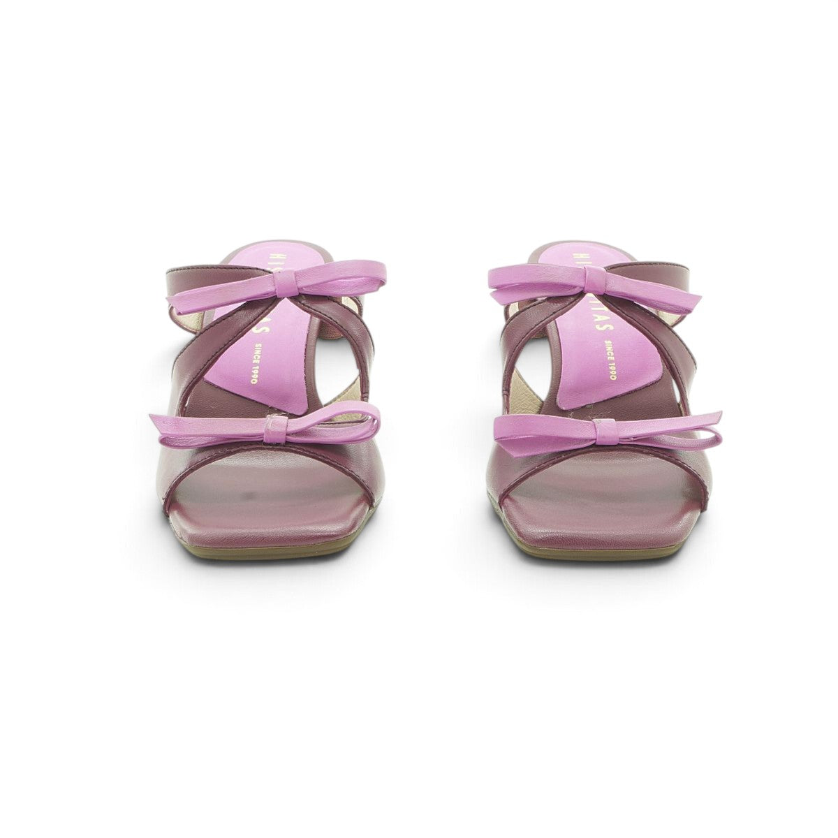 Hispanitas Berry Leather Mule with Pink Leather Bow Detail | BHV264701