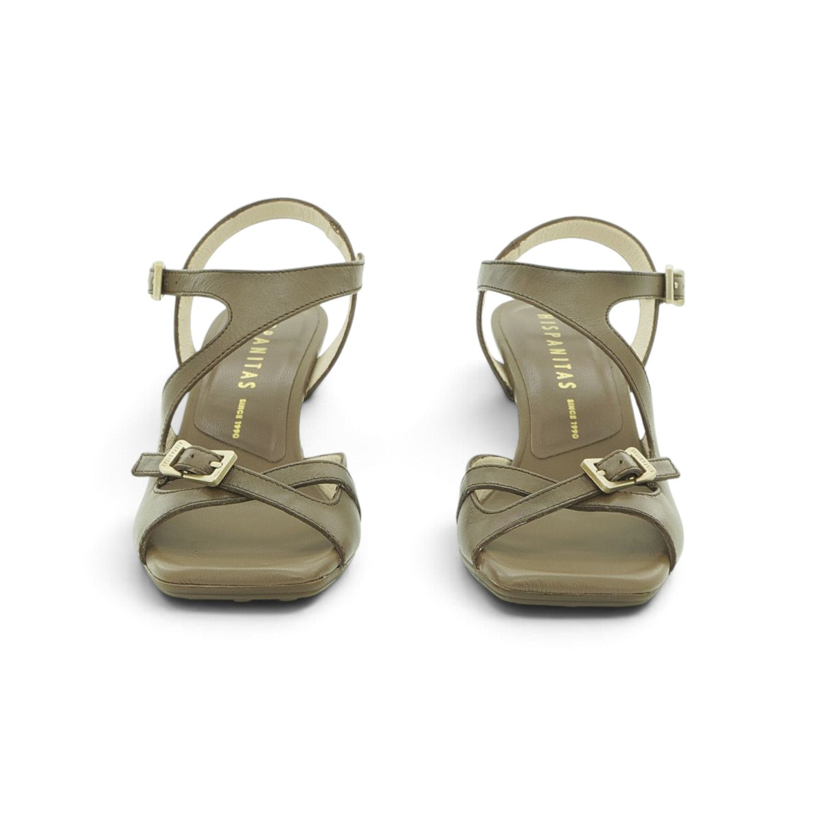 Hispanitas Taupe Leather Cross-Strap Slingback Sandal | HV264814