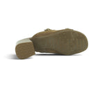 Hispanitas Khaki Suede & Leather Double-Strap Mule with Wood-Effect Block Heel | HV264833