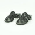 Hispanitas Black Woven Lace Mule with Block Heel | HV264602