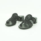 Hispanitas Black Woven Lace Mule with Block Heel | HV264602