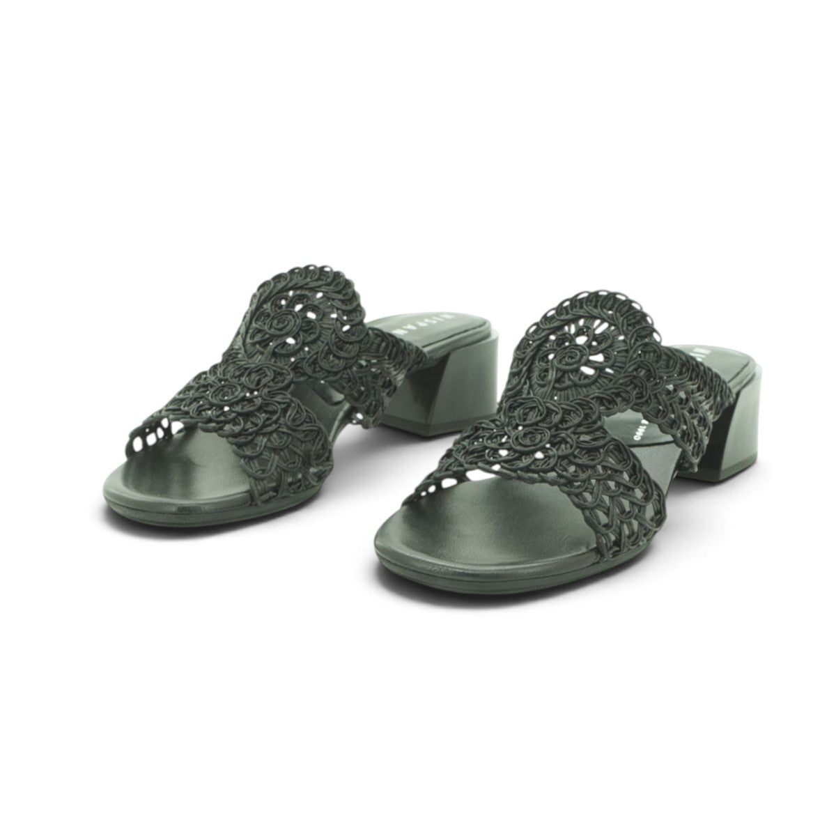 Hispanitas Black Woven Lace Mule with Block Heel | HV264602