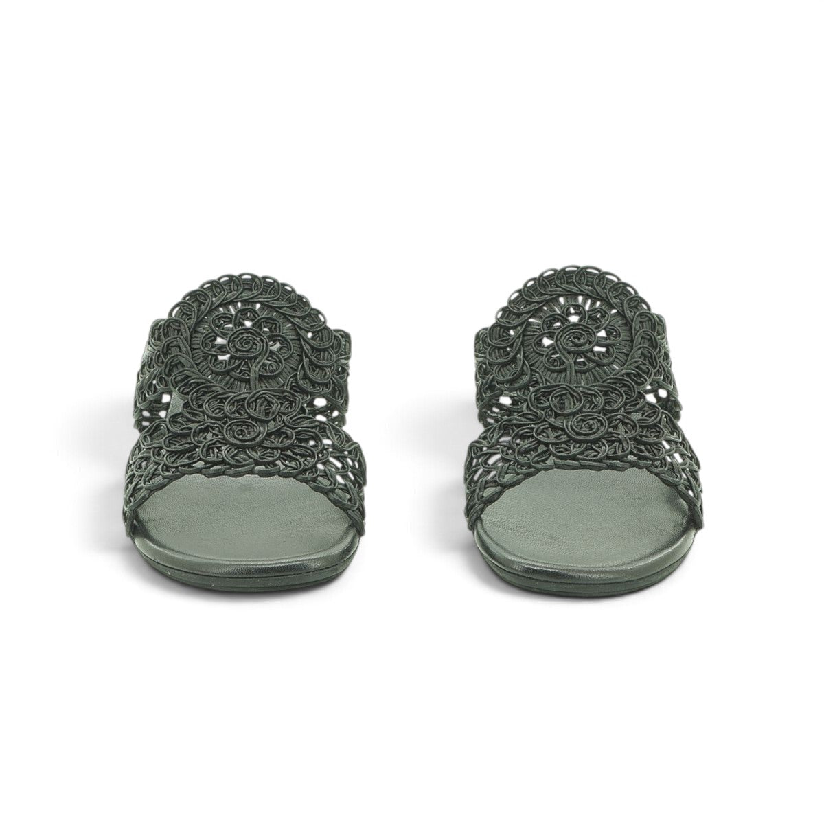 Hispanitas Black Woven Lace Mule with Block Heel | HV264602